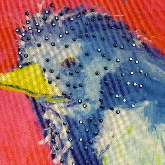 Leoma Lovegrove XL Sleeveless Tunic Top Birds Artwork Embellished Studded Pink - Picture 5 of 11